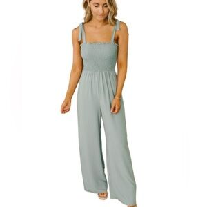 PINK LILY Sage Green Spring EASTER Jumpsuit